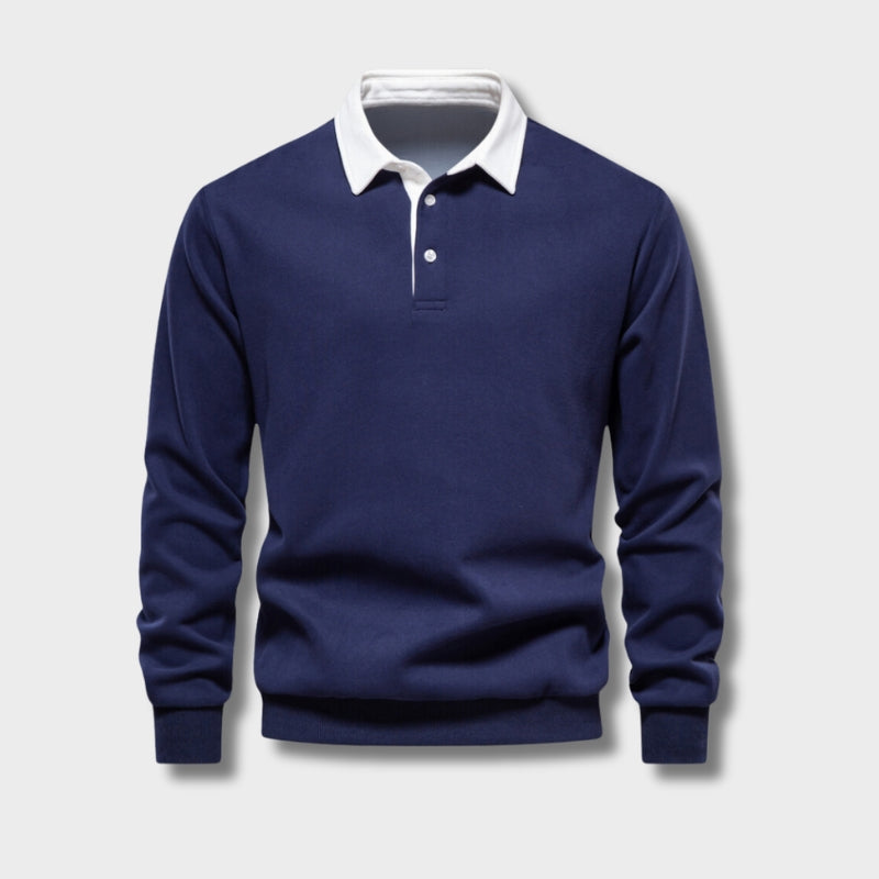 Heren polo pullover met lange mouwen