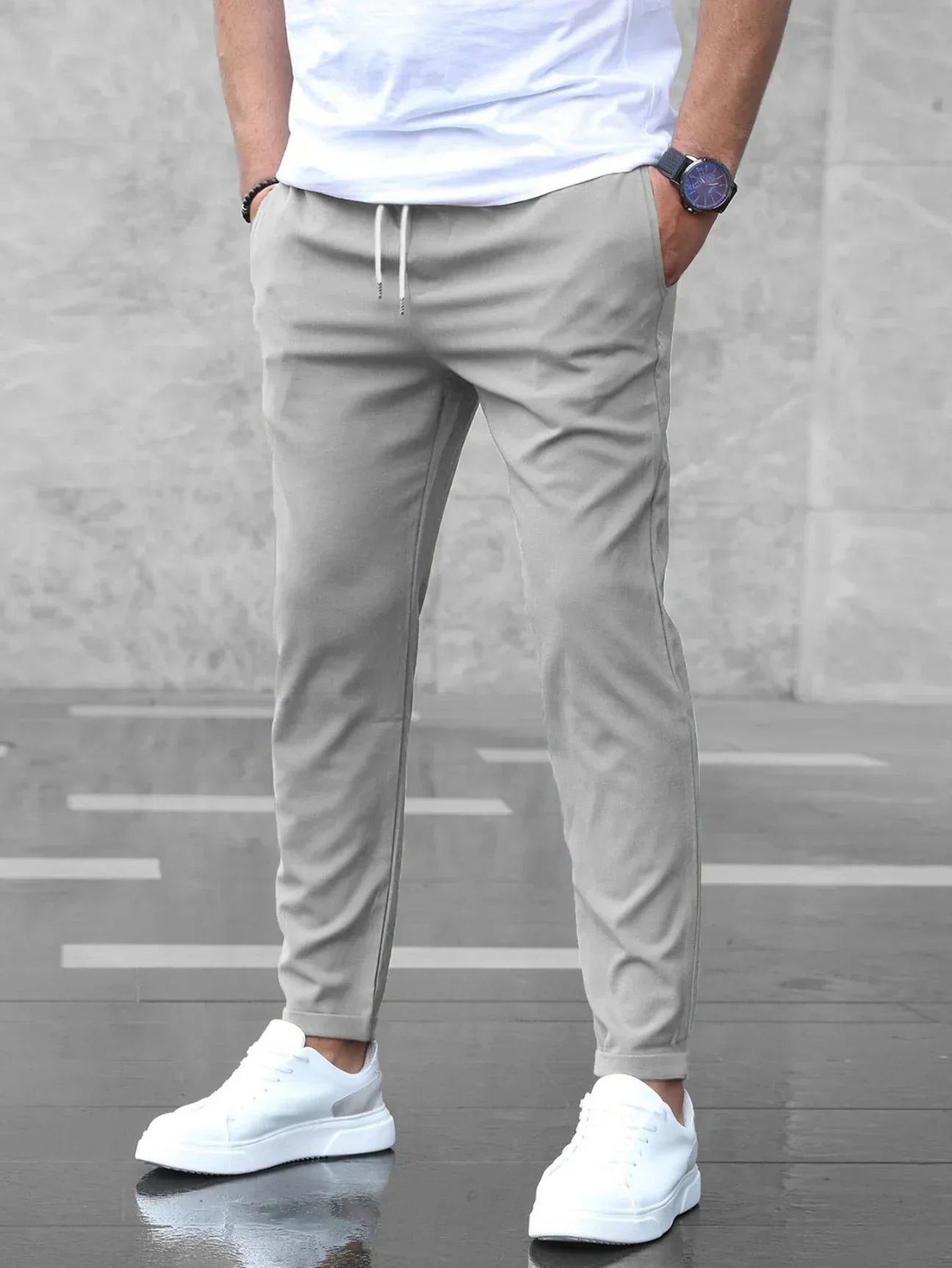 Heren stretch chino broek