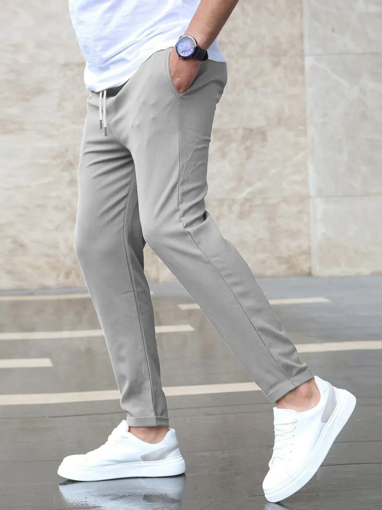 Heren stretch chino broek