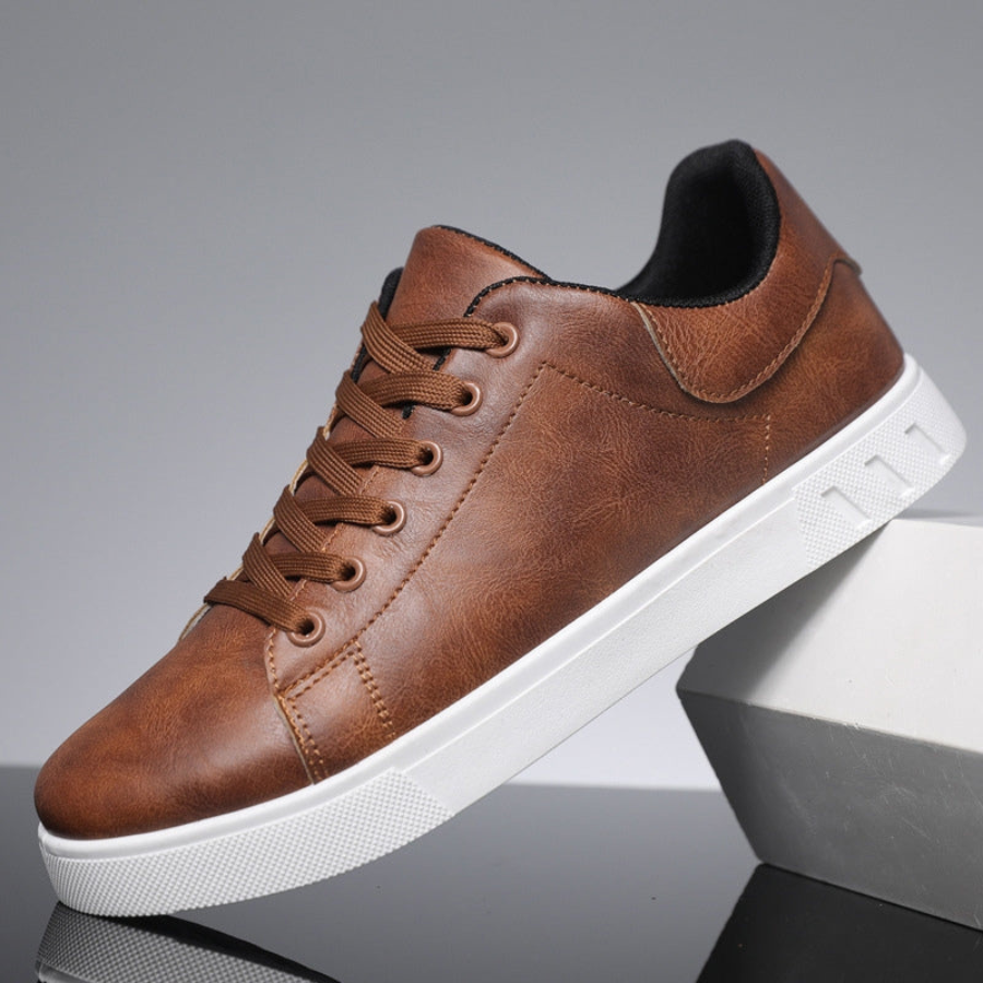 Heren leren sneakers met witte zool