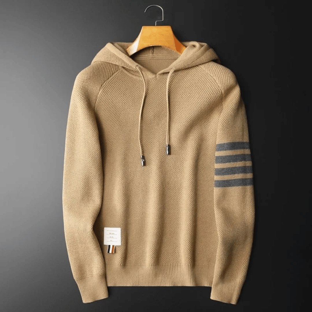 Heren warme hoodie met streepjes op de mouwen