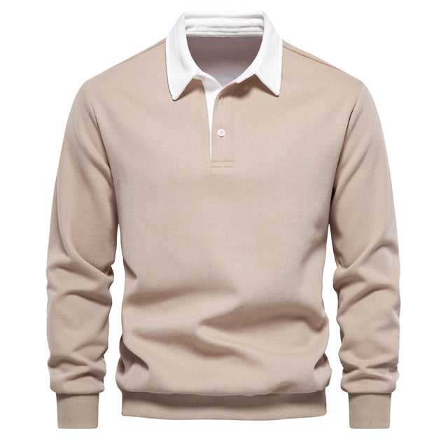 Heren polo pullover met lange mouwen