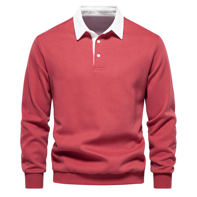 Heren polo pullover met lange mouwen