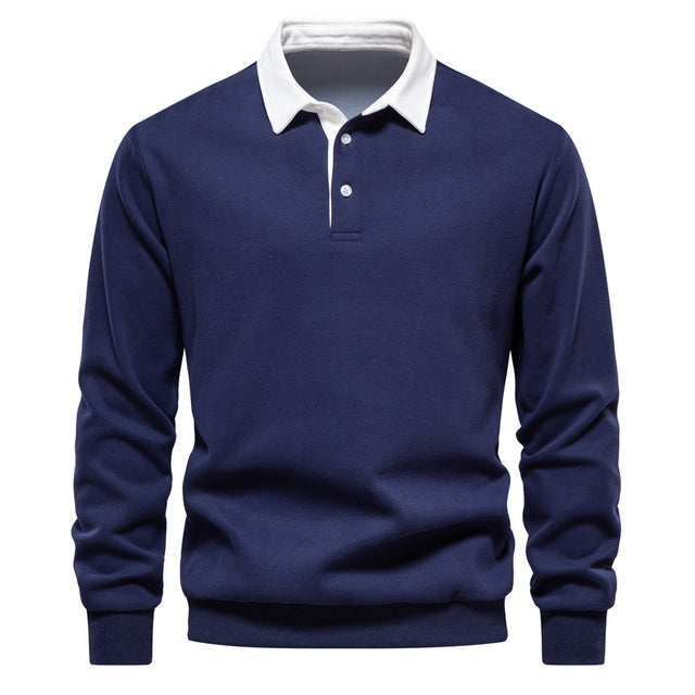 Heren polo pullover met lange mouwen