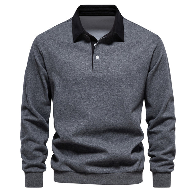 Heren polo pullover met lange mouwen