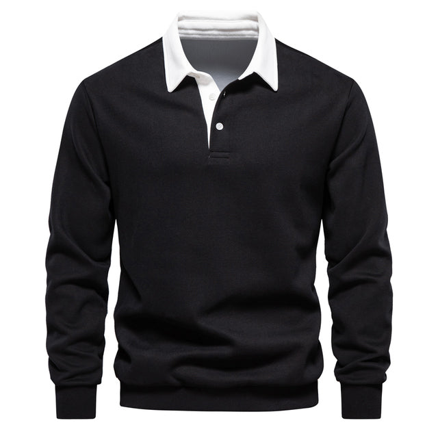 Heren polo pullover met lange mouwen