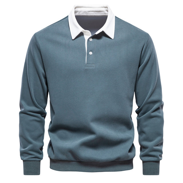 Heren polo pullover met lange mouwen