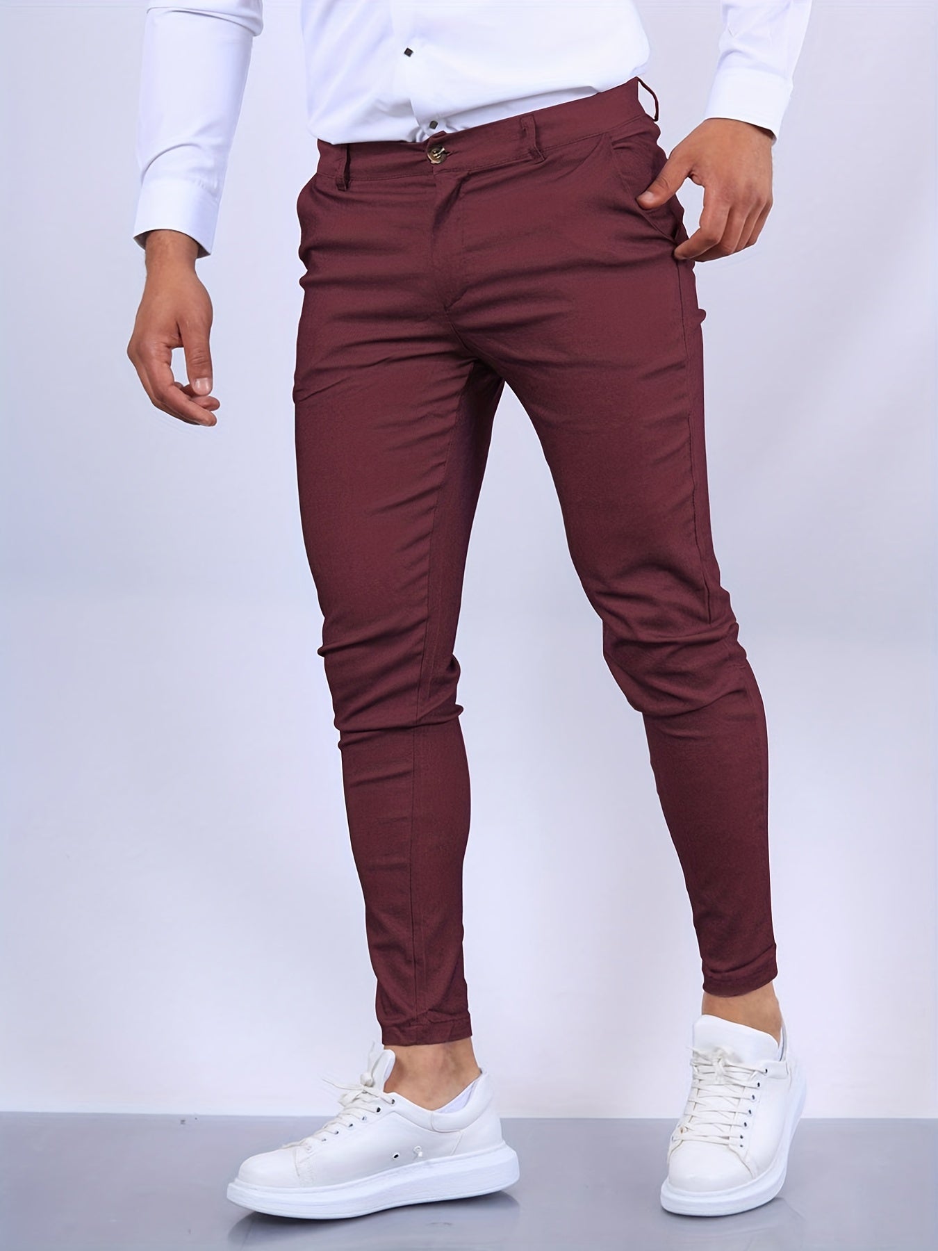 Heren slim fit chino stretch broek