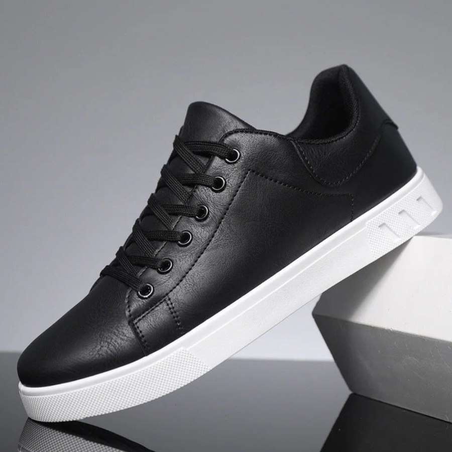 Heren leren sneakers met witte zool