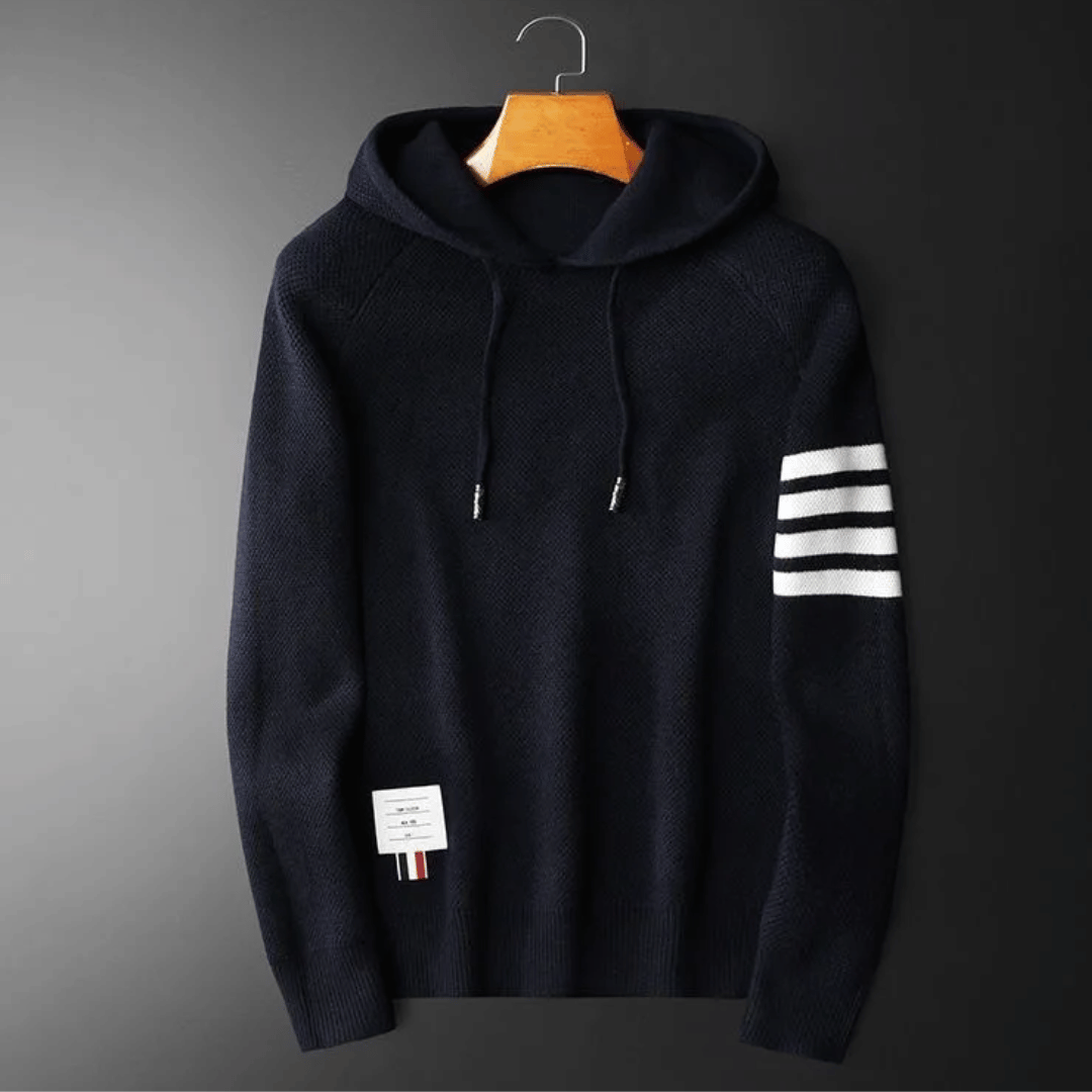 Heren warme hoodie met streepjes op de mouwen