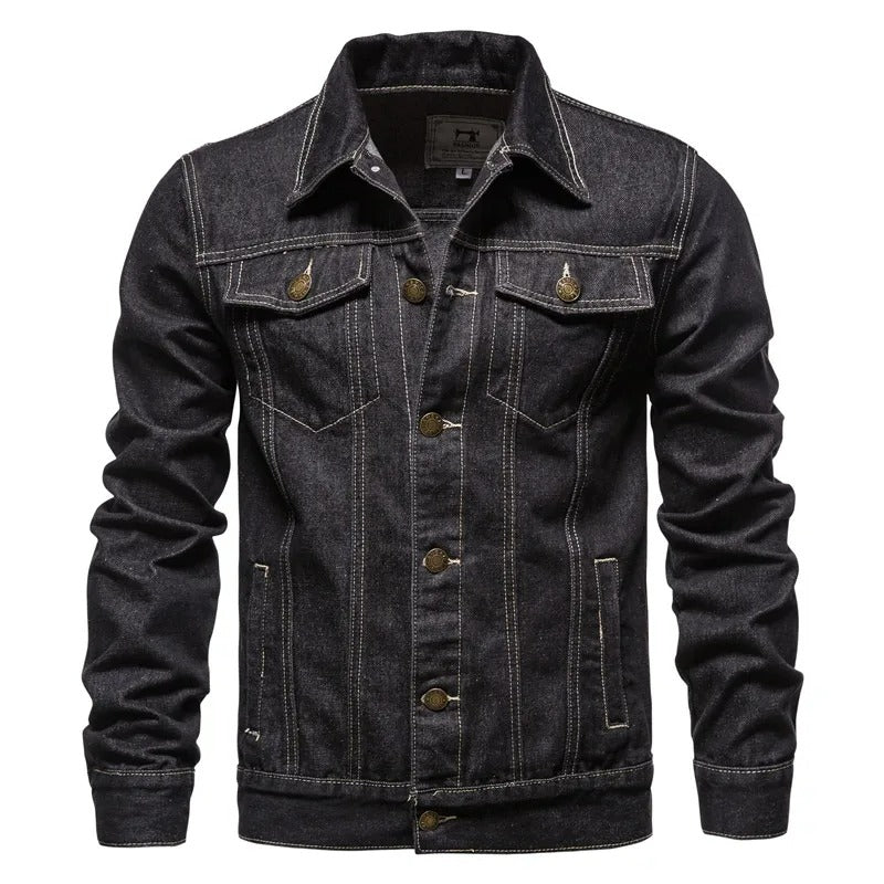 Heren denim spijkerjas met dubbele borstzak