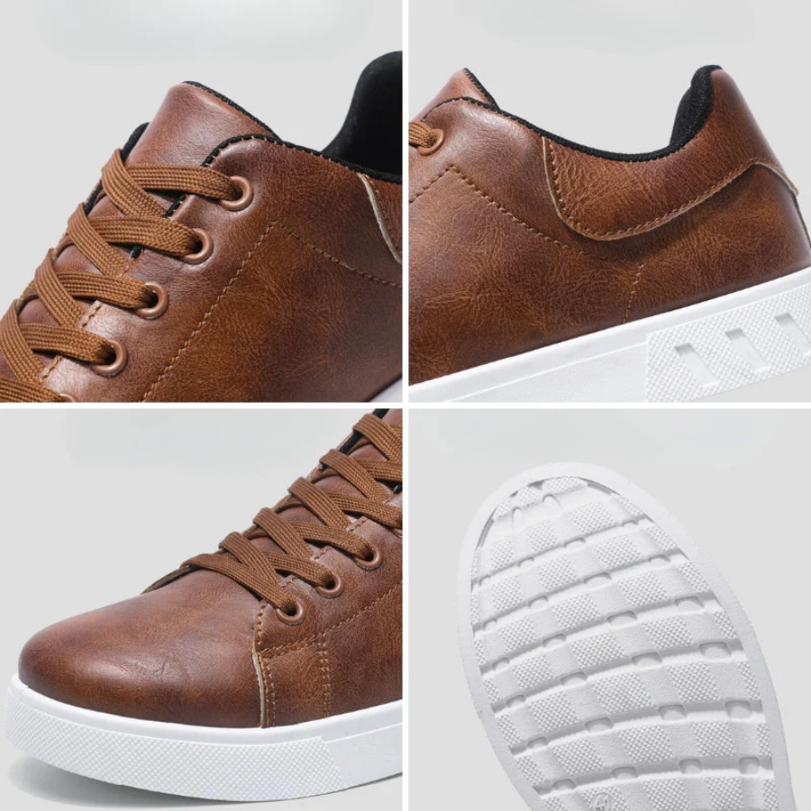 Heren leren sneakers met witte zool