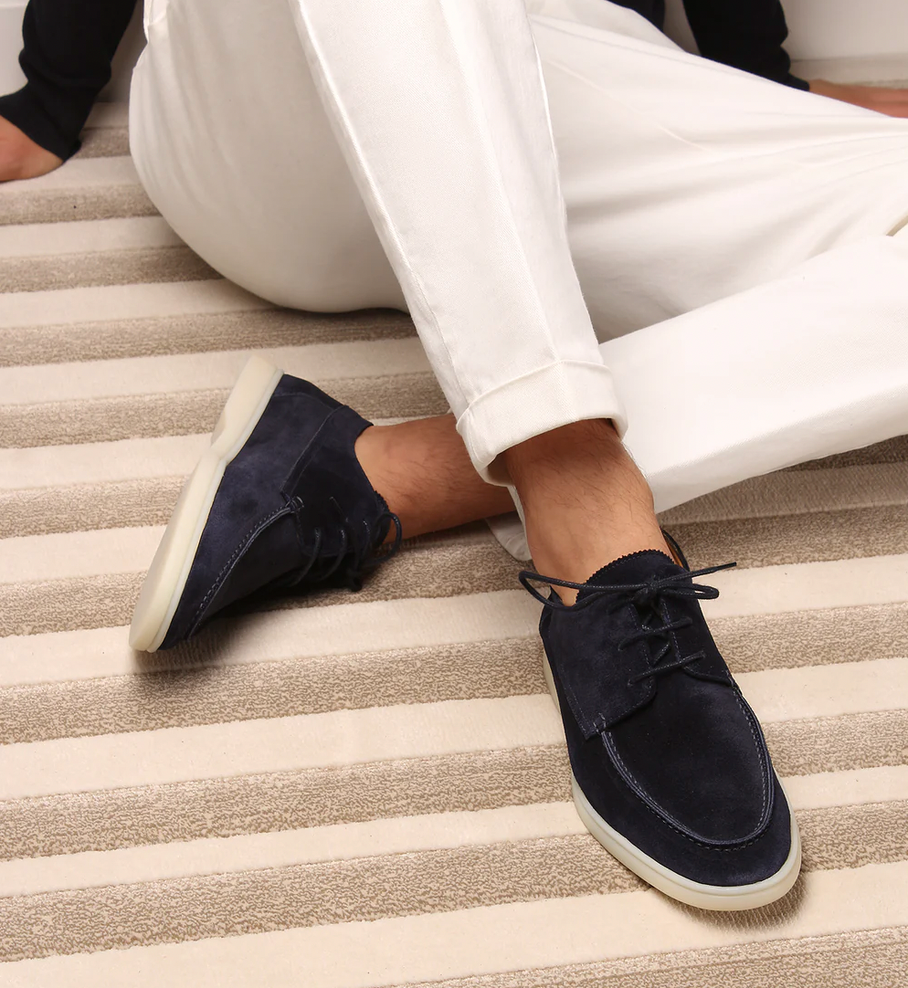 Heren suede loafers met veters