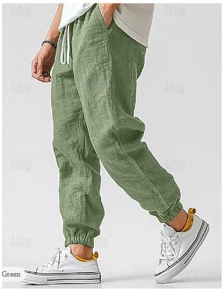 Heren relaxed-fit linnen broek