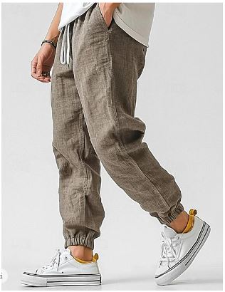 Heren relaxed-fit linnen broek