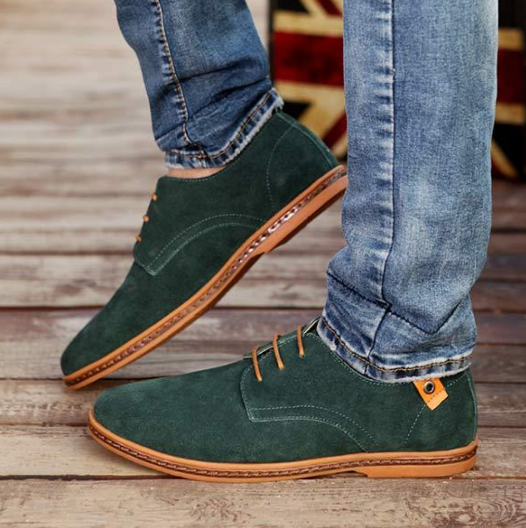 Heren kostuum veterschoenen van suede