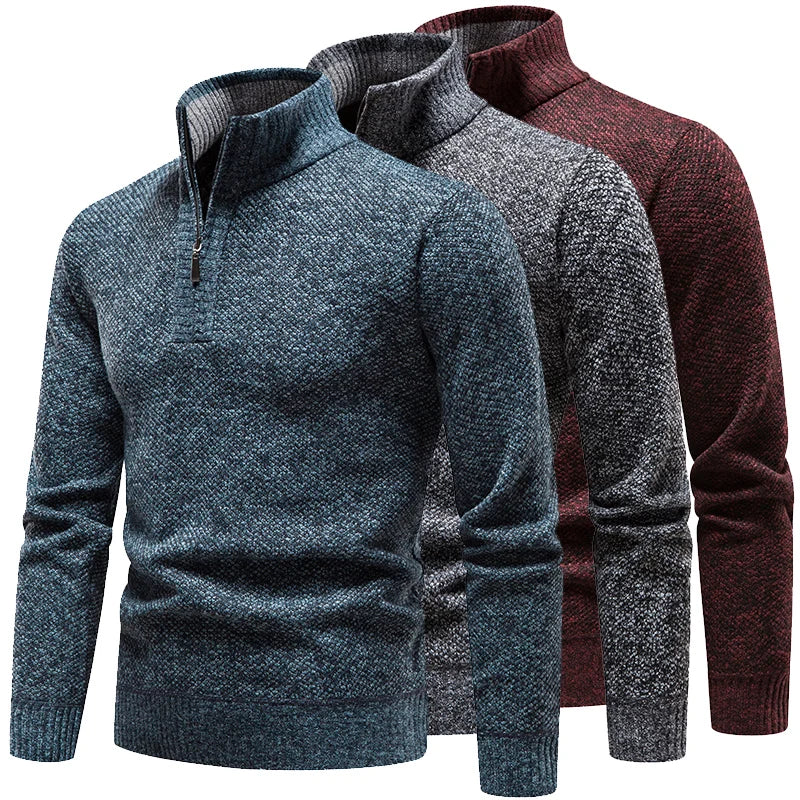 Heren half-zip wollen blend sweater