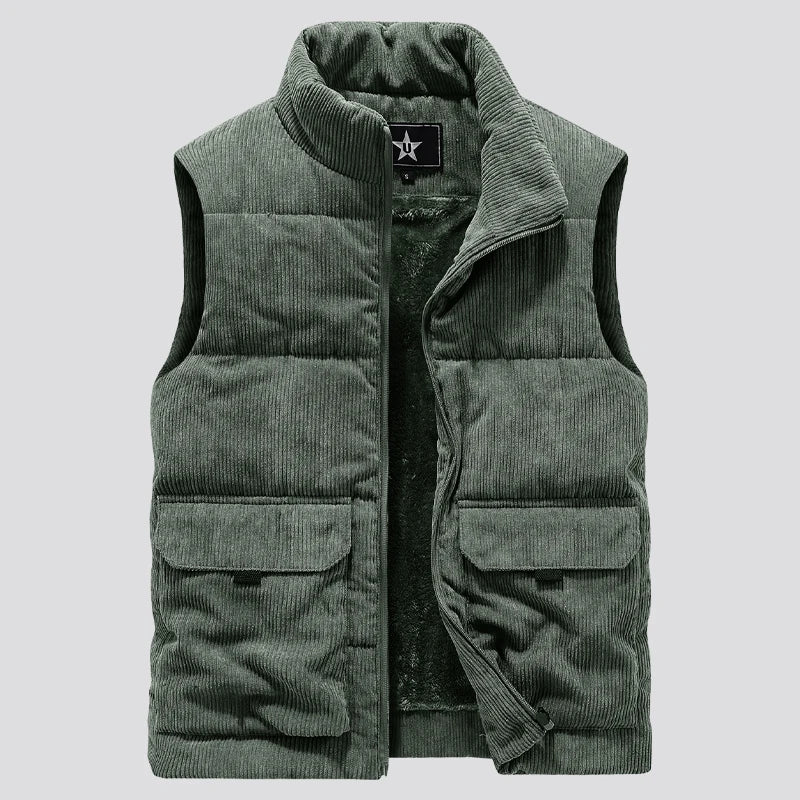 Heren Corduroy bodywarmer met warme fleecevoering