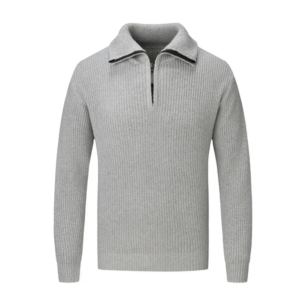 Heren merino wollen half-zip trui