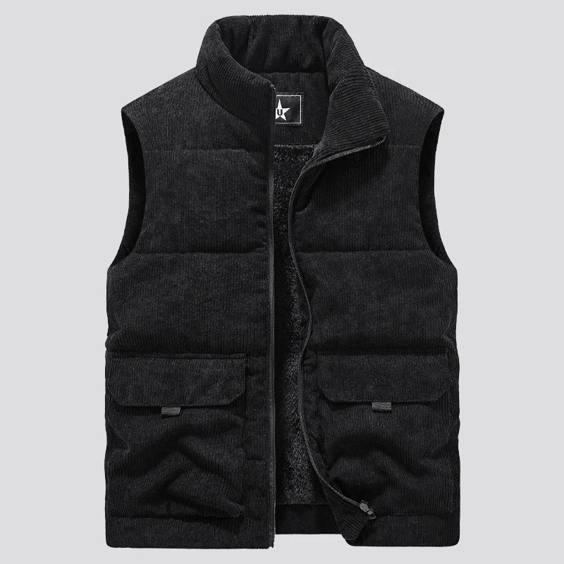 Heren Corduroy bodywarmer met warme fleecevoering