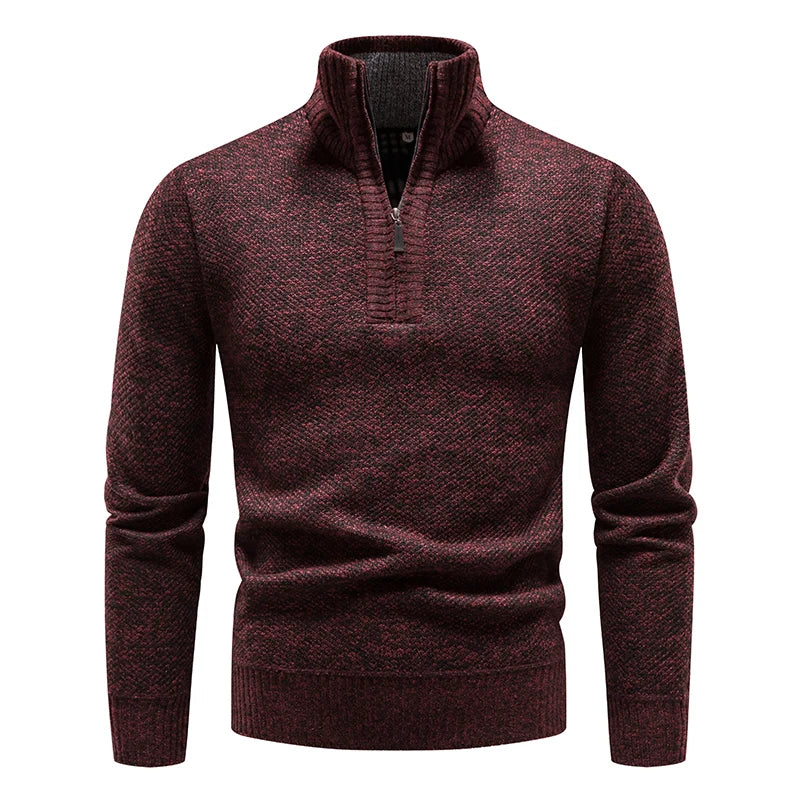 Heren half-zip wollen blend sweater