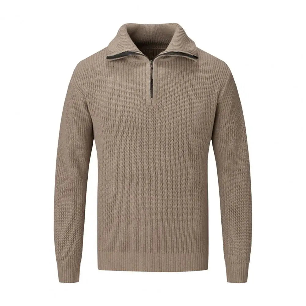 Heren merino wollen half-zip trui