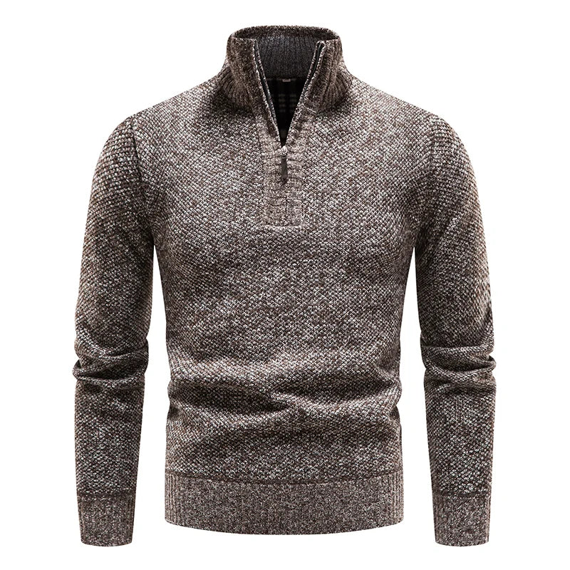 Heren half-zip wollen blend sweater