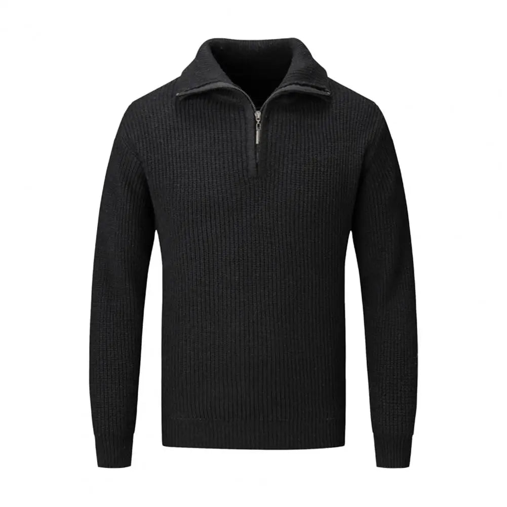 Heren merino wollen half-zip trui