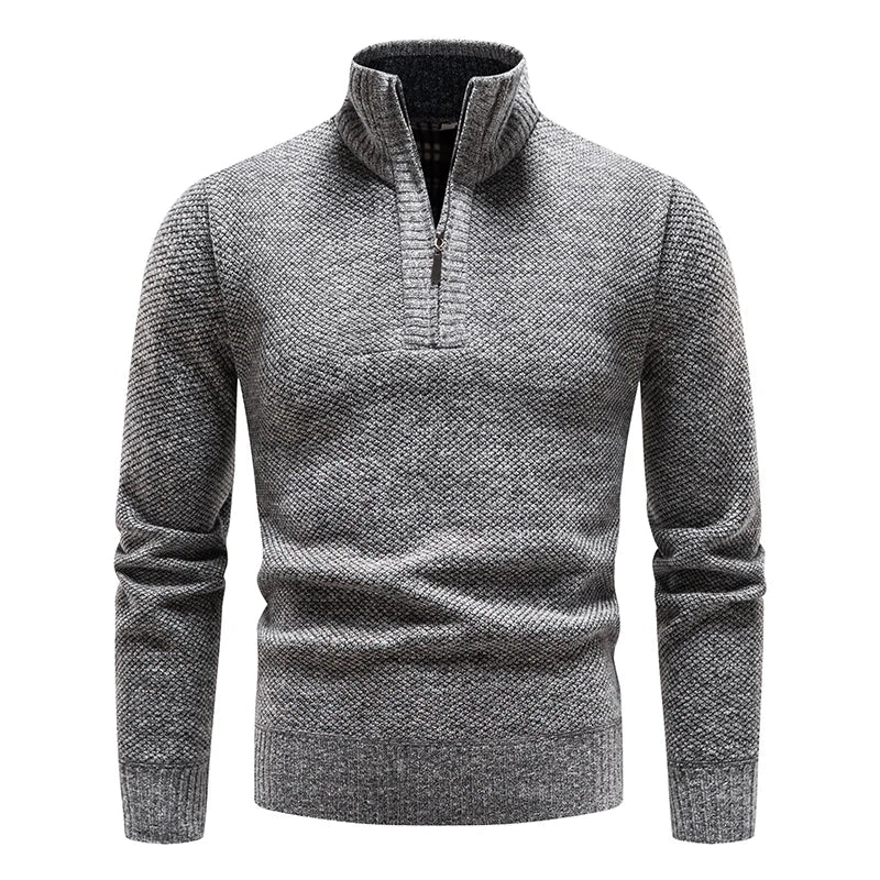 Heren half-zip wollen blend sweater