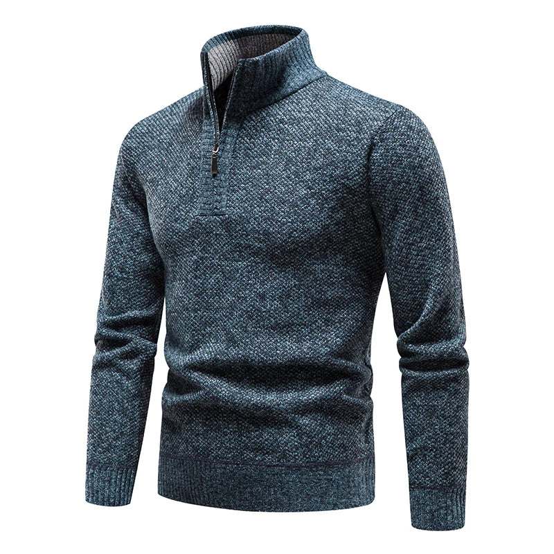 Heren half-zip wollen blend sweater