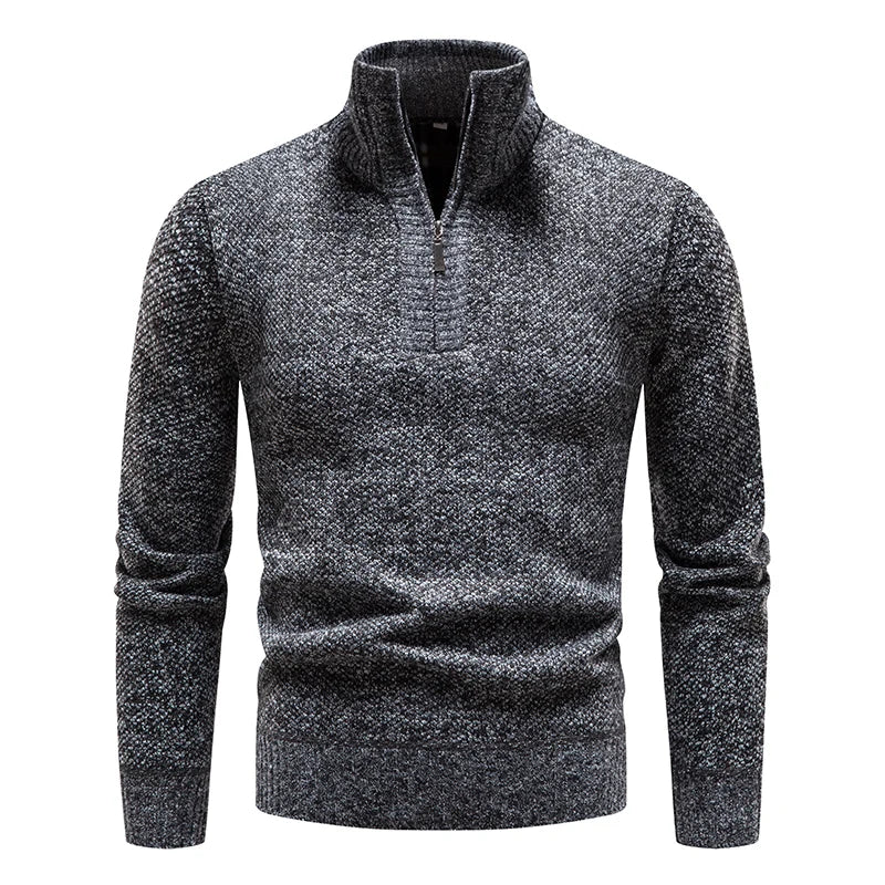 Heren half-zip wollen blend sweater