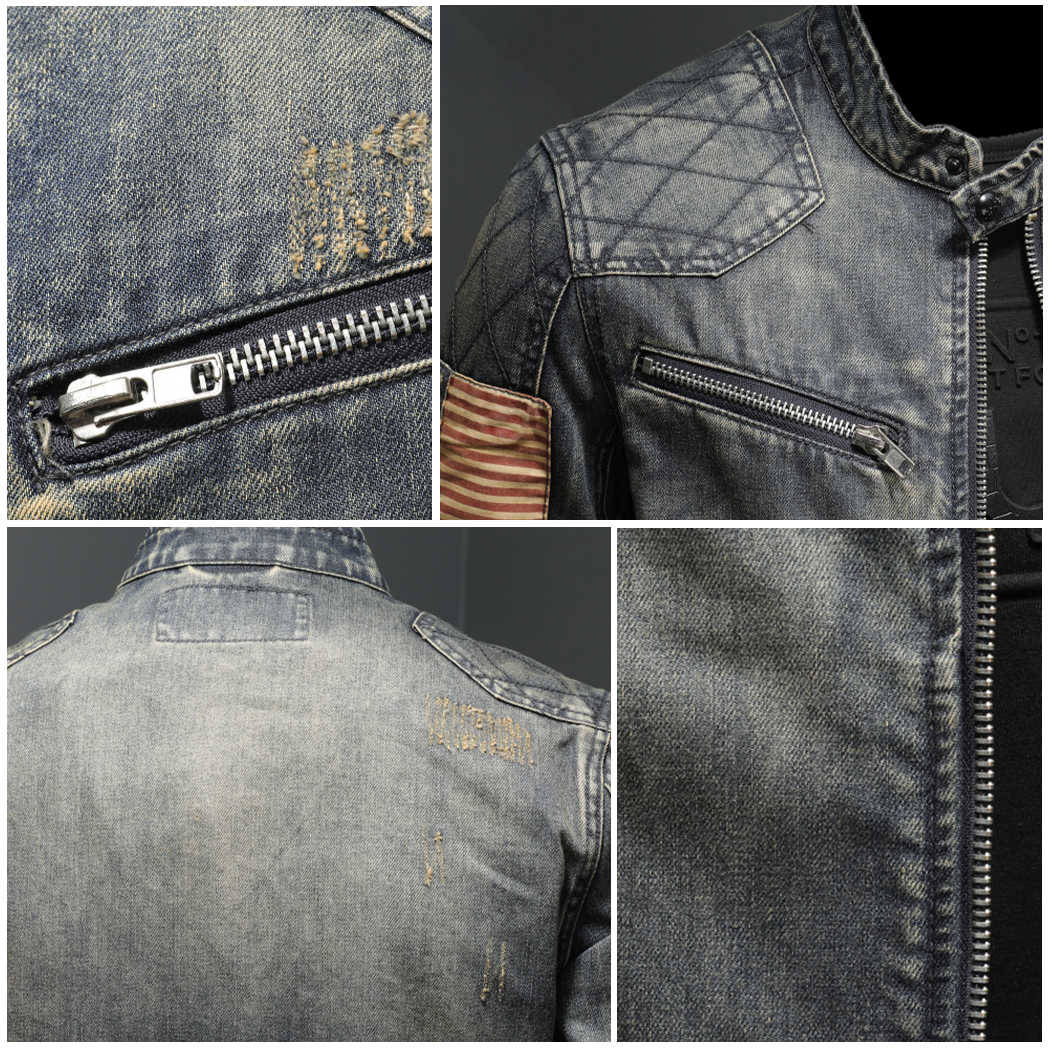 Heren denim jas met ritssluiting