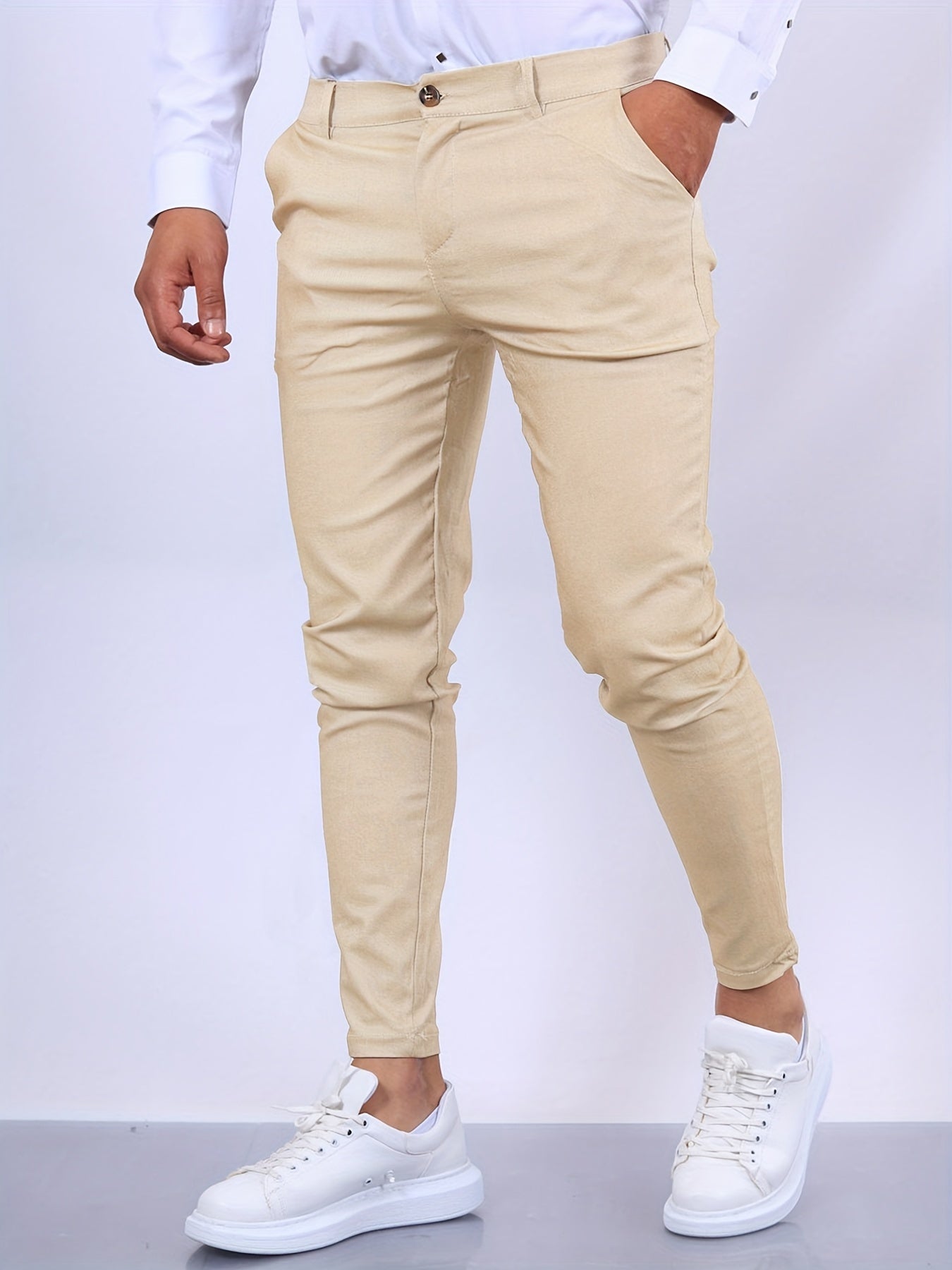 Heren slim fit chino stretch broek